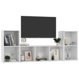 NNEVL 3 Piece TV Cabinet Set High Gloss White Chipboard