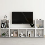 NNEVL 3 Piece TV Cabinet Set High Gloss White Chipboard