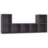 NNEVL 3 Piece TV Cabinet Set High Gloss Grey Chipboard
