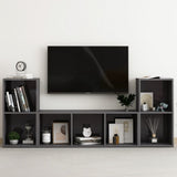 NNEVL 3 Piece TV Cabinet Set High Gloss Grey Chipboard