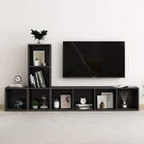 NNEVL 3 Piece TV Cabinet Set High Gloss Black Chipboard