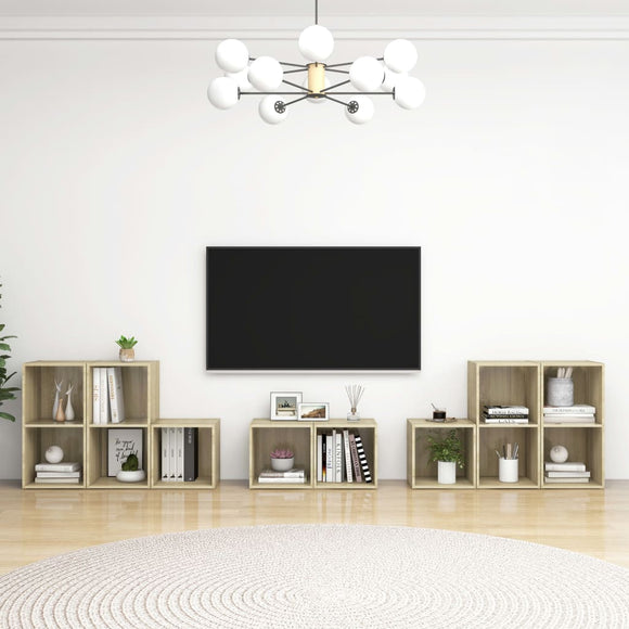 NNEVL 8 Piece TV Cabinet Set Sonoma Oak Chipboard