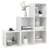 NNEVL 3 Piece TV Cabinet Set High Gloss White Chipboard