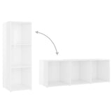 NNEVL 3 Piece TV Cabinet Set High Gloss White Chipboard