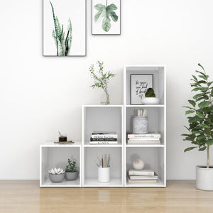 NNEVL 3 Piece TV Cabinet Set High Gloss White Chipboard