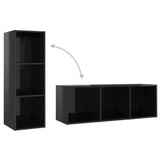 NNEVL 3 Piece TV Cabinet Set High Gloss Black Chipboard
