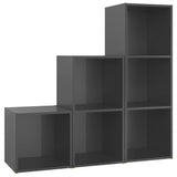 NNEVL 3 Piece TV Cabinet Set High Gloss Grey Chipboard