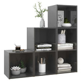 NNEVL 3 Piece TV Cabinet Set High Gloss Grey Chipboard