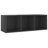 NNEVL 3 Piece TV Cabinet Set High Gloss Grey Chipboard