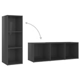 NNEVL 3 Piece TV Cabinet Set High Gloss Grey Chipboard