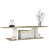 NNEVL Wall Mounted TV Cabinet White and Sonoma Oak 103x30x26.5 cm