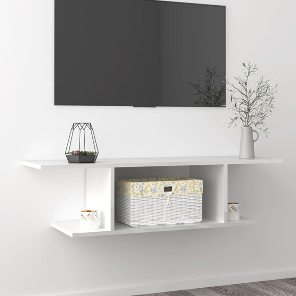 NNEVL Wall Mounted TV Cabinet High Gloss White 103x30x26.5 cm