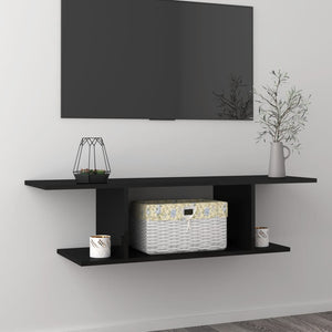 NNEVL Wall Mounted TV Cabinet High Gloss Black 103x30x26.5 cm