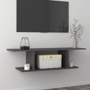 NNEVL Wall Mounted TV Cabinet High Gloss Grey 103x30x26.5 cm