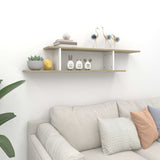 NNEVL Wall-Mounted TV Shelf White & Sonoma Oak 125x18x23 cm Chipboard