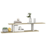NNEVL Wall-Mounted TV Shelf White & Sonoma Oak 125x18x23 cm Chipboard