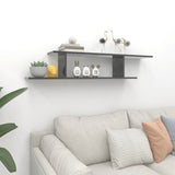 NNEVL Wall-Mounted TV Shelf High Gloss Grey 125x18x23 cm Chipboard