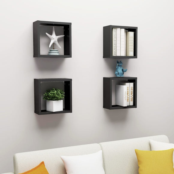 NNEVL Wall Cube Shelves 4 pcs Black 30x15x30 cm