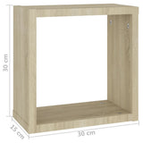 NNEVL Wall Cube Shelves 2 pcs Sonoma Oak 30x15x30 cm