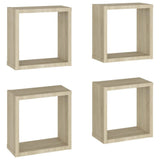 NNEVL Wall Cube Shelves 4 pcs Sonoma Oak 30x15x30 cm