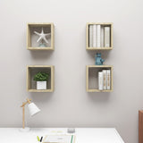 NNEVL Wall Cube Shelves 4 pcs Sonoma Oak 30x15x30 cm