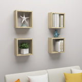 NNEVL Wall Cube Shelves 4 pcs Sonoma Oak 30x15x30 cm