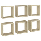 NNEVL Wall Cube Shelves 6 pcs Sonoma Oak 30x15x30 cm