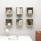 NNEVL Wall Cube Shelves 6 pcs Sonoma Oak 30x15x30 cm