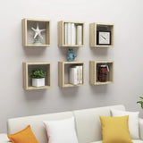 NNEVL Wall Cube Shelves 6 pcs Sonoma Oak 30x15x30 cm