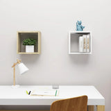 NNEVL Wall Cube Shelves 2 pcs White and Sonoma Oak 30x15x30 cm