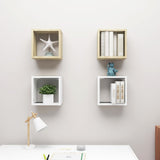 NNEVL Wall Cube Shelves 4 pcs White and Sonoma Oak 30x15x30 cm