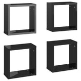 NNEVL Wall Cube Shelves 4 pcs High Gloss Black 30x15x30 cm