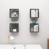 NNEVL Wall Cube Shelves 4 pcs High Gloss Grey 30x15x30 cm