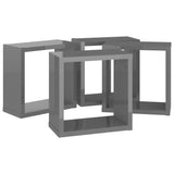 NNEVL Wall Cube Shelves 4 pcs High Gloss Grey 30x15x30 cm