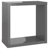 NNEVL Wall Cube Shelves 4 pcs High Gloss Grey 30x15x30 cm