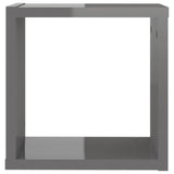 NNEVL Wall Cube Shelves 4 pcs High Gloss Grey 30x15x30 cm