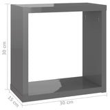 NNEVL Wall Cube Shelves 4 pcs High Gloss Grey 30x15x30 cm
