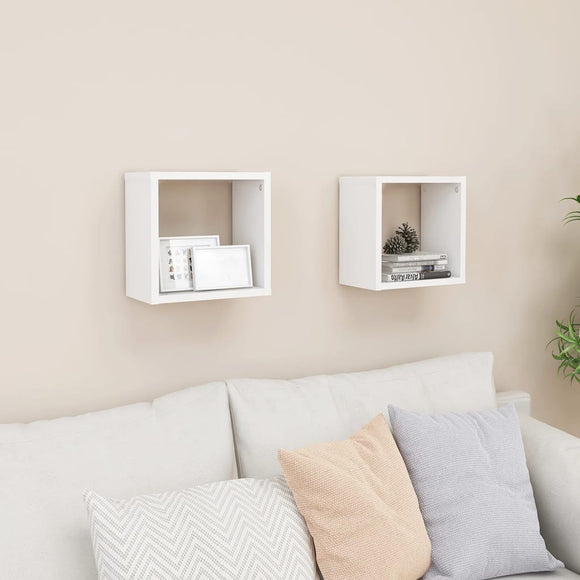 NNEVL Wall Cube Shelves 2 pcs White 26x15x26 cm