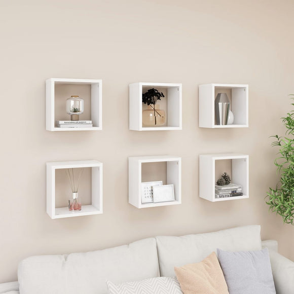 NNEVL Wall Cube Shelves 6 pcs White 26x15x26 cm