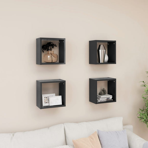 NNEVL Wall Cube Shelves 4 pcs Grey 26x15x26 cm