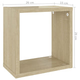 NNEVL Wall Cube Shelves 2 pcs Sonoma Oak 26x15x26 cm