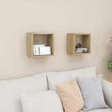 NNEVL Wall Cube Shelves 2 pcs Sonoma Oak 26x15x26 cm