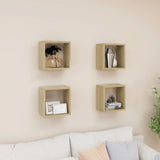 NNEVL Wall Cube Shelves 4 pcs Sonoma Oak 26x15x26 cm