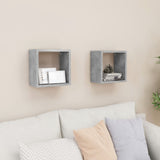 NNEVL Wall Cube Shelves 2 pcs Concrete Grey 26x15x26 cm