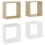 NNEVL Wall Cube Shelves 4 pcs White and Sonoma Oak 26x15x26 cm