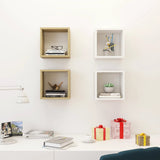 NNEVL Wall Cube Shelves 4 pcs White and Sonoma Oak 26x15x26 cm