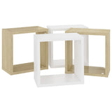NNEVL Wall Cube Shelves 4 pcs White and Sonoma Oak 26x15x26 cm