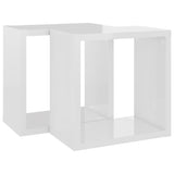 NNEVL Wall Cube Shelves 2 pcs High Gloss White 26x15x26 cm