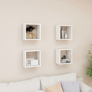 NNEVL Wall Cube Shelves 4 pcs High Gloss White 26x15x26 cm