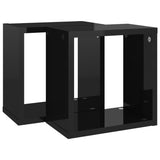 NNEVL Wall Cube Shelves 2 pcs High Gloss Black 26x15x26 cm